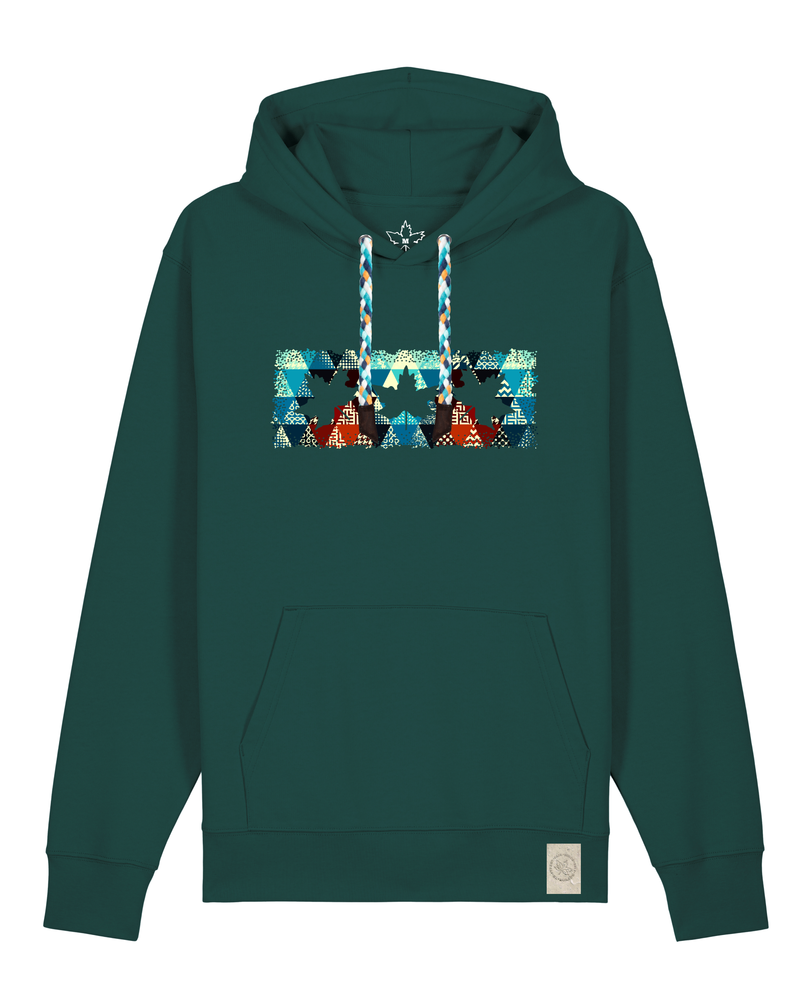 bio-unisex-medium fit-hoodie-t(h)ree leafes drift 7-stsu177-spirulina-blaue kordel-front