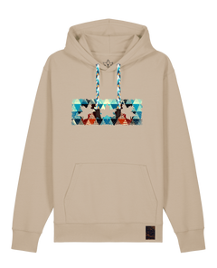 bio-unisex-medium fit-hoodie-t(h)ree leafes drift 7-stsu177-treibsand-blaue kordel-front
