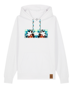 bio-unisex-medium fit-hoodie-t(h)ree leafes drift 7-stsu177-weiß-blaue kordel-front