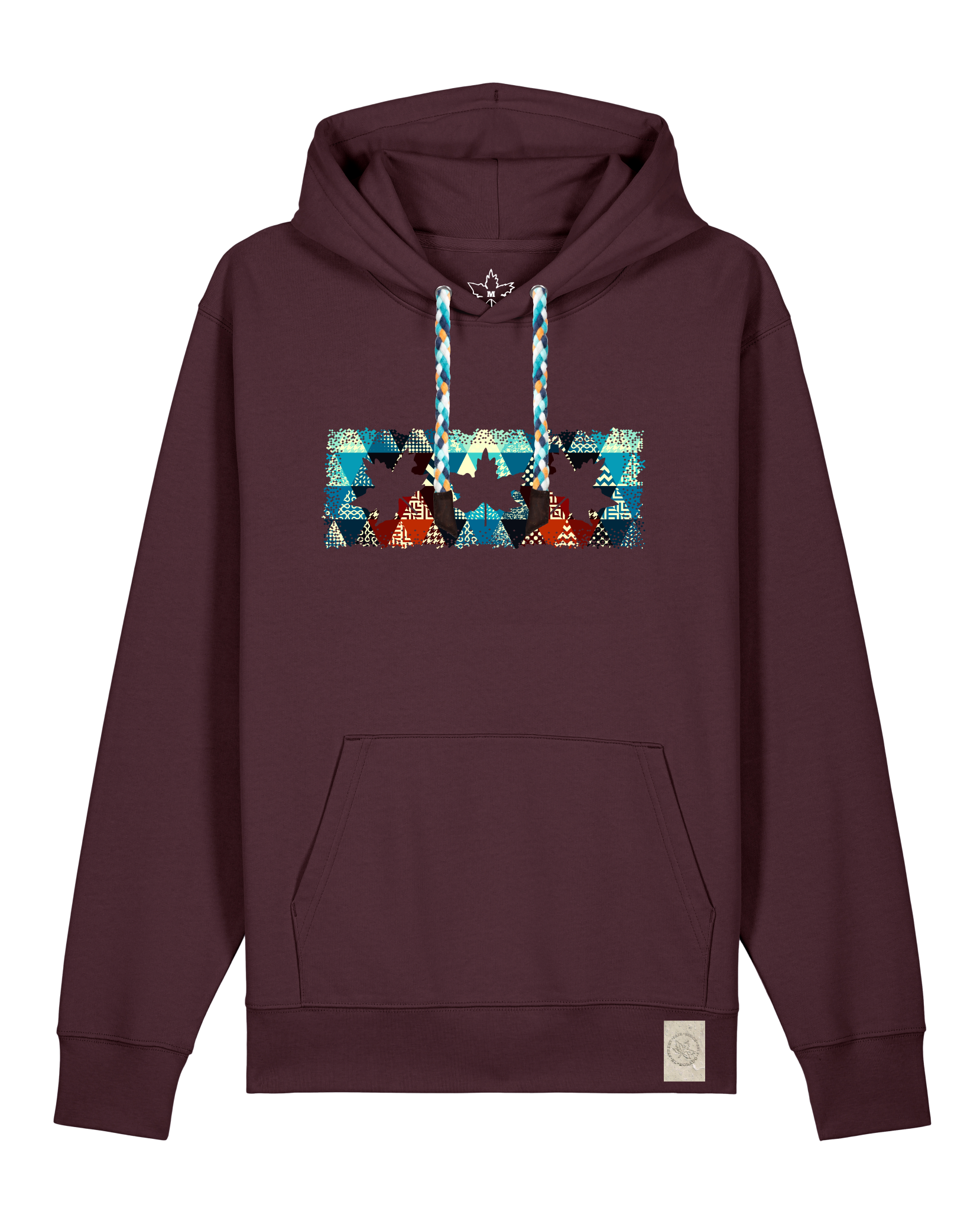 bio-unisex-medium fit-hoodie-t(h)ree leafes drift 7-stsu177-zartbitter-blaue kordel-front