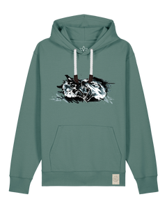 bio-unisex-medium fit-hoodie-turf master-stsu177-blautanne-weiße kordel-front