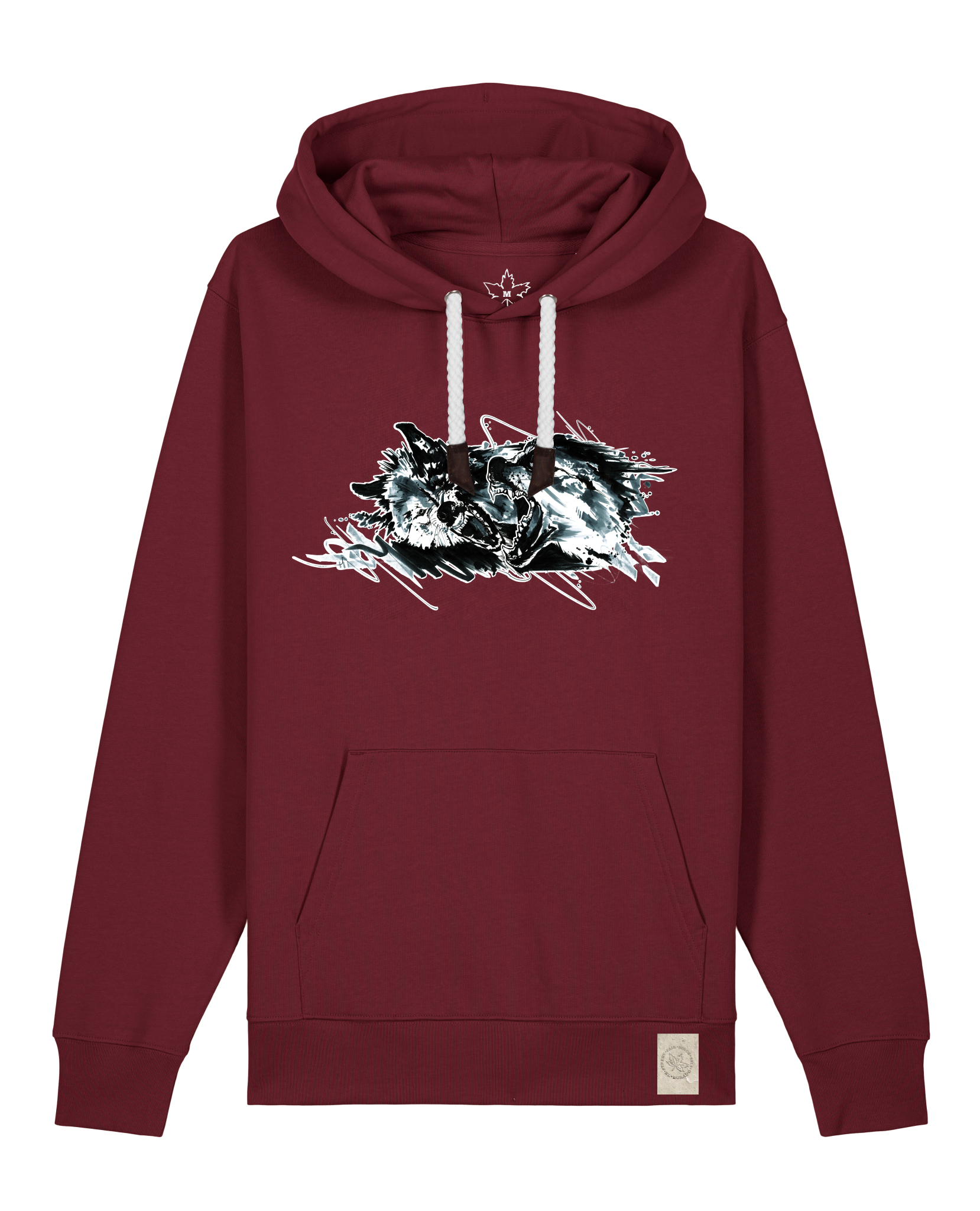 bio-unisex-medium fit-hoodie-turf master-stsu177-burgunder rot-weiße kordel-front