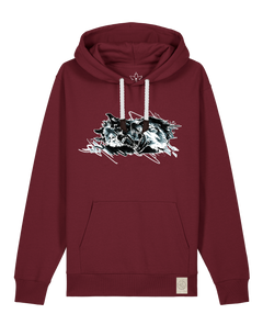 bio-unisex-medium fit-hoodie-turf master-stsu177-burgunder rot-weiße kordel-front