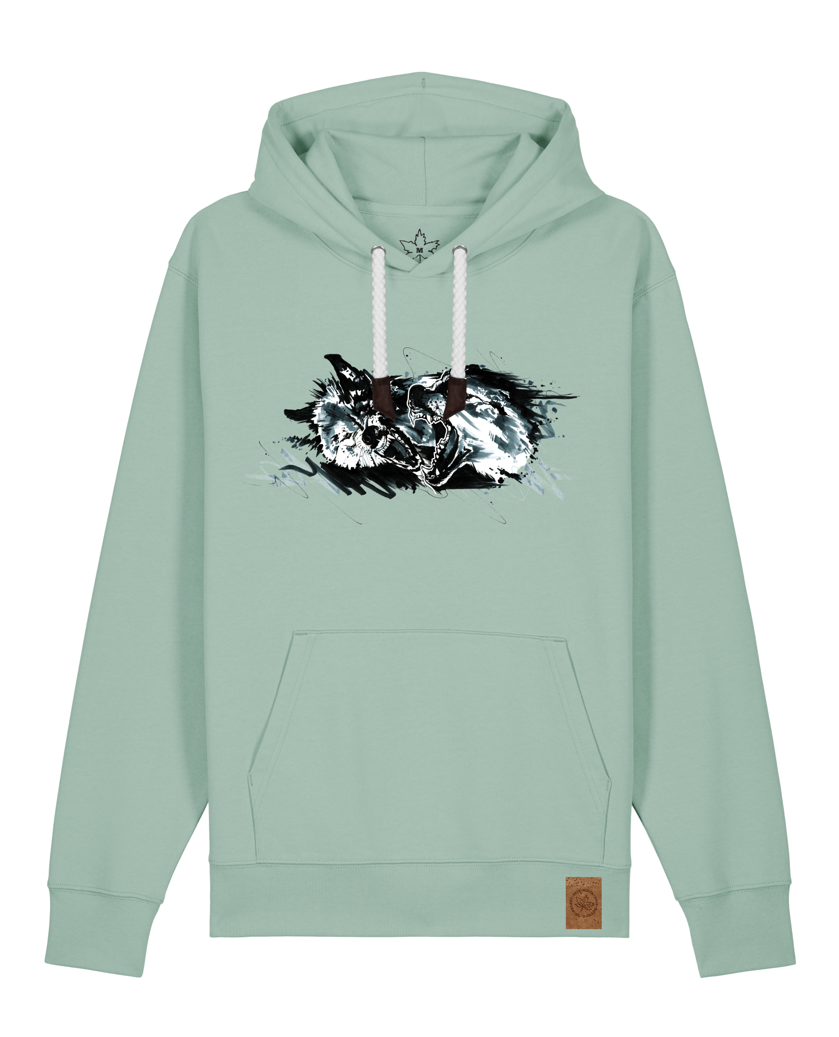 bio-unisex-medium fit-hoodie-turf master-stsu177-eukalyptus-weiße kordel-front