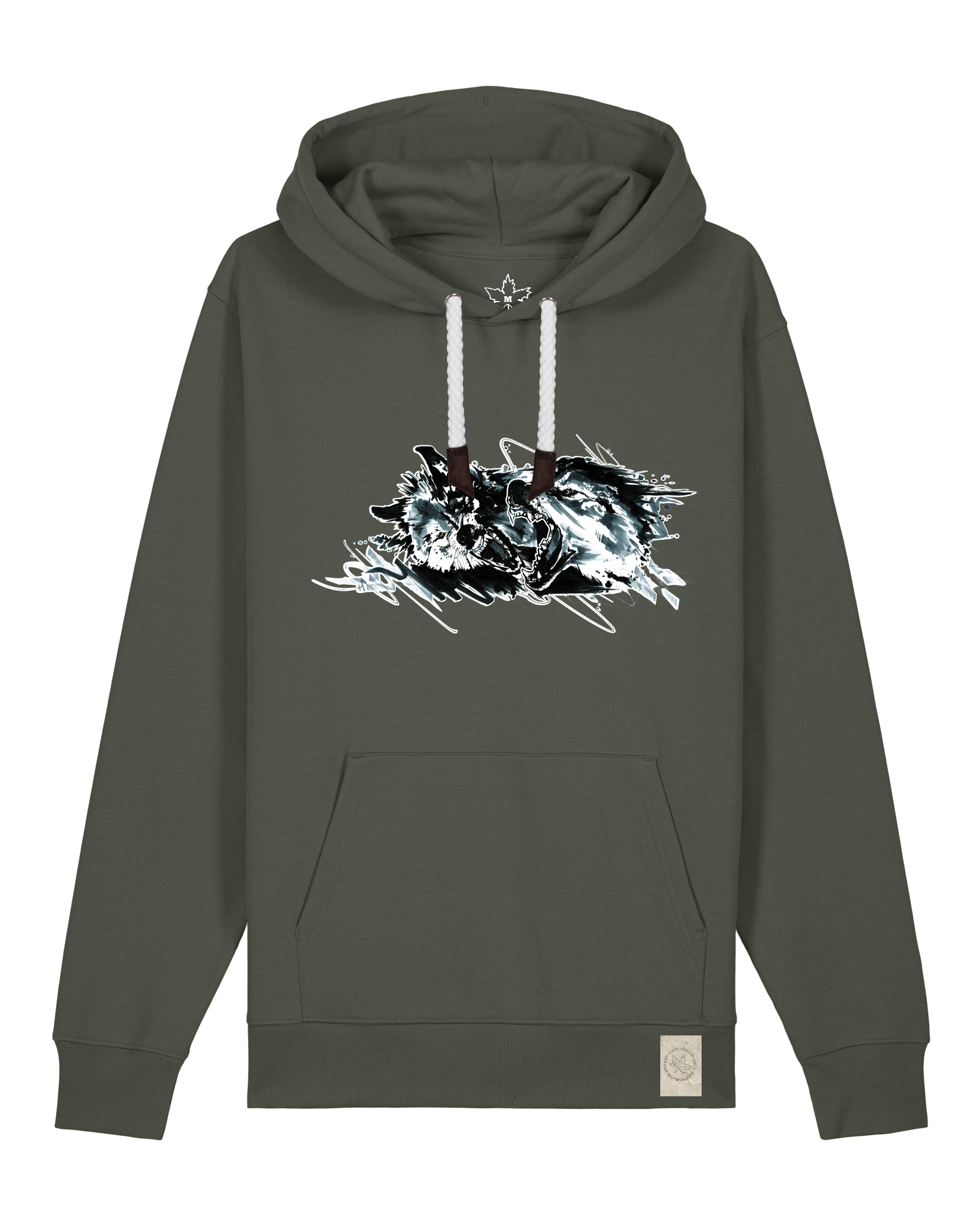 bio-unisex-medium fit-hoodie-turf master-stsu177-grunkohl-weiße kordel-front