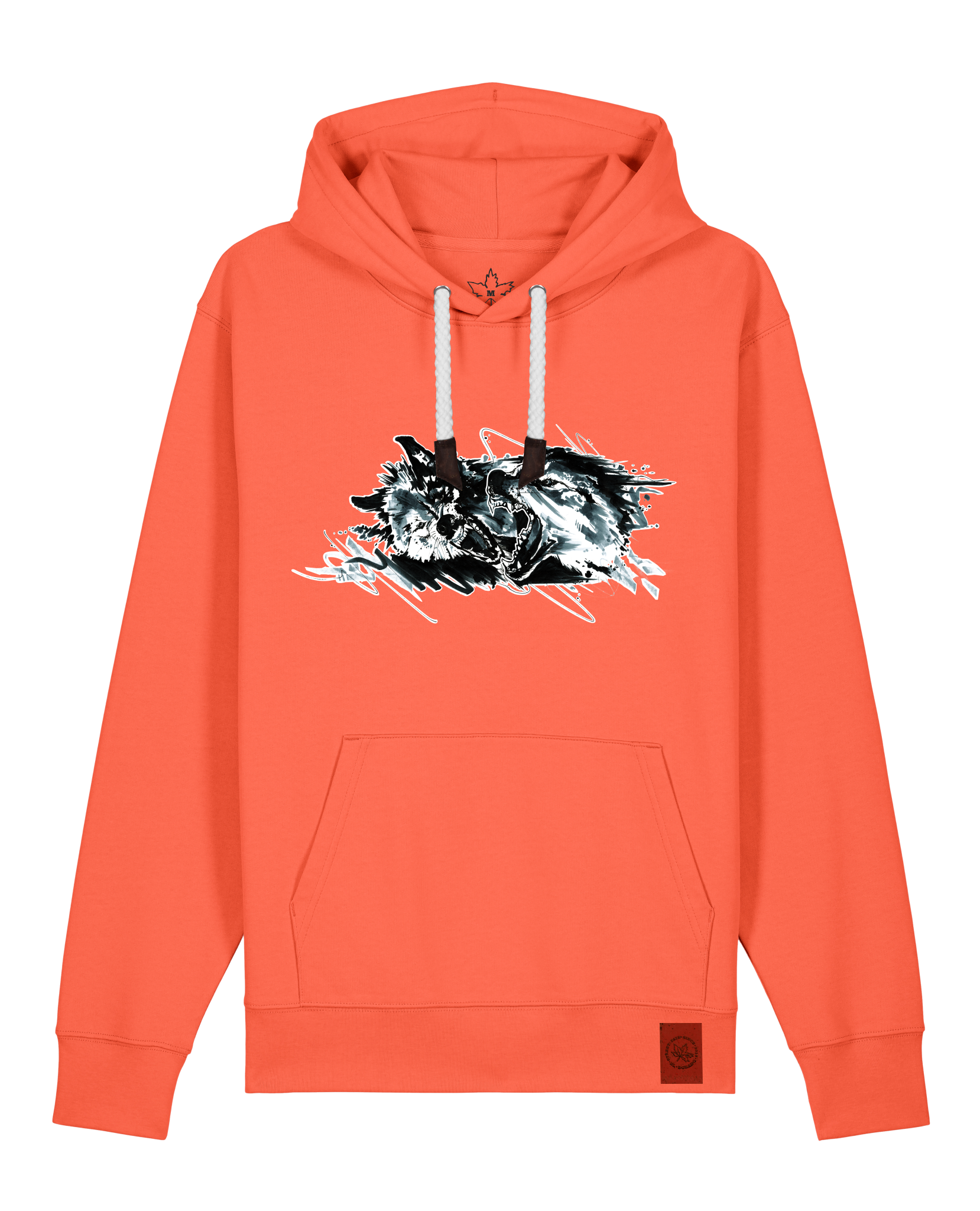 bio-unisex-medium fit-hoodie-turf master-stsu177-mandarine-weiße kordel-front