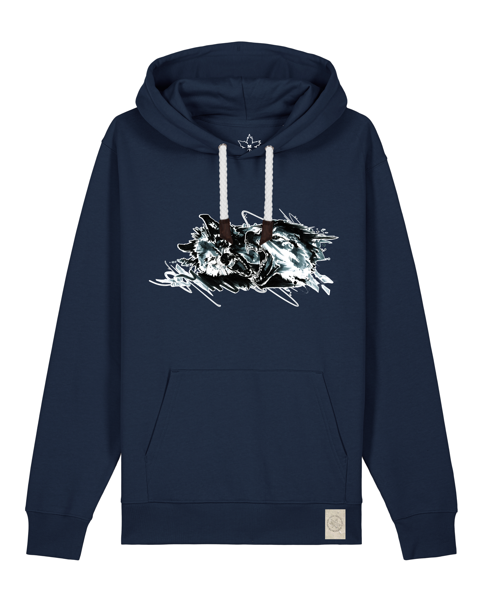 bio-unisex-medium fit-hoodie-turf master-stsu177-marine-weiße kordel-front