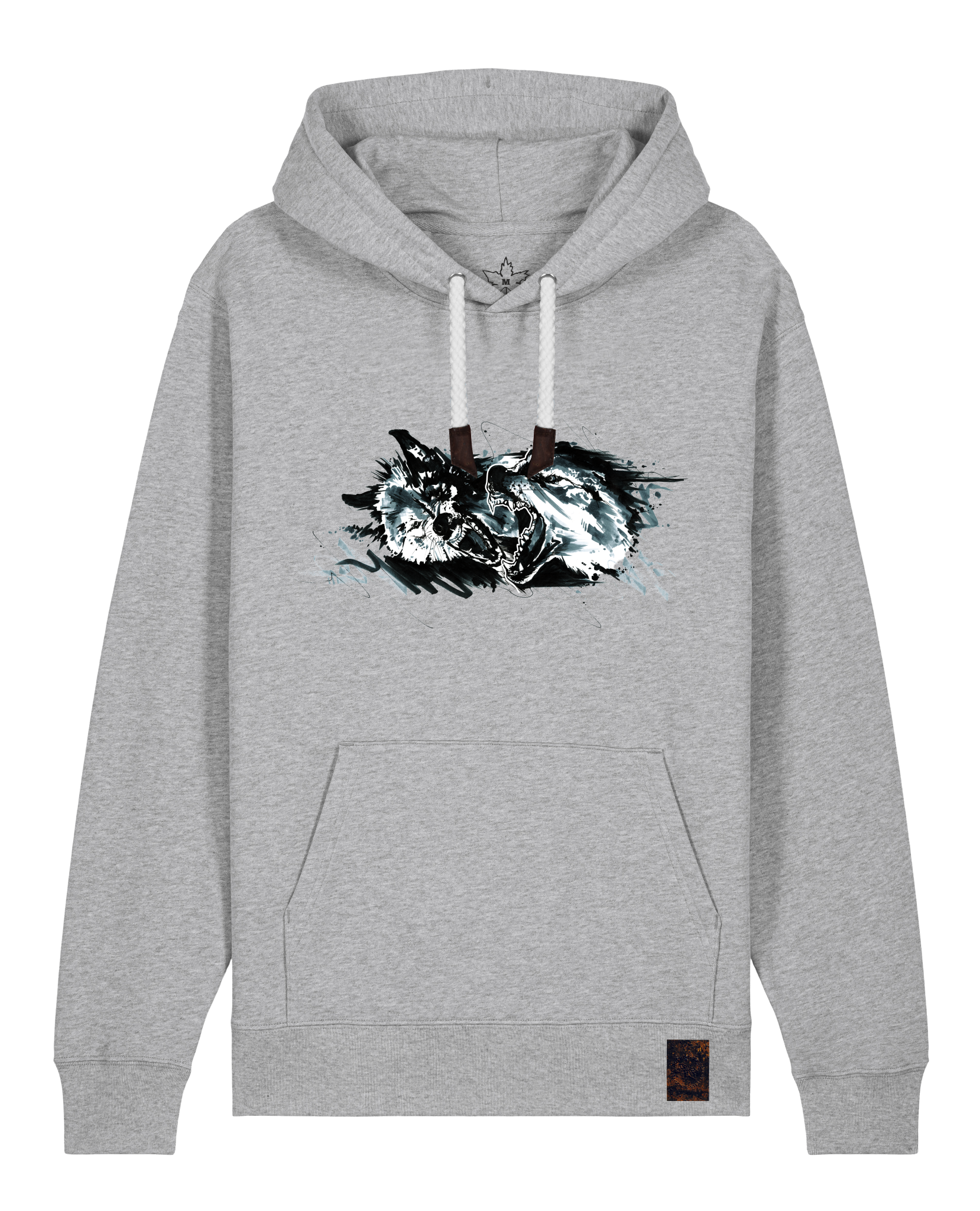 bio-unisex-medium fit-hoodie-turf master-stsu177-mausgrau-weiße kordel-front