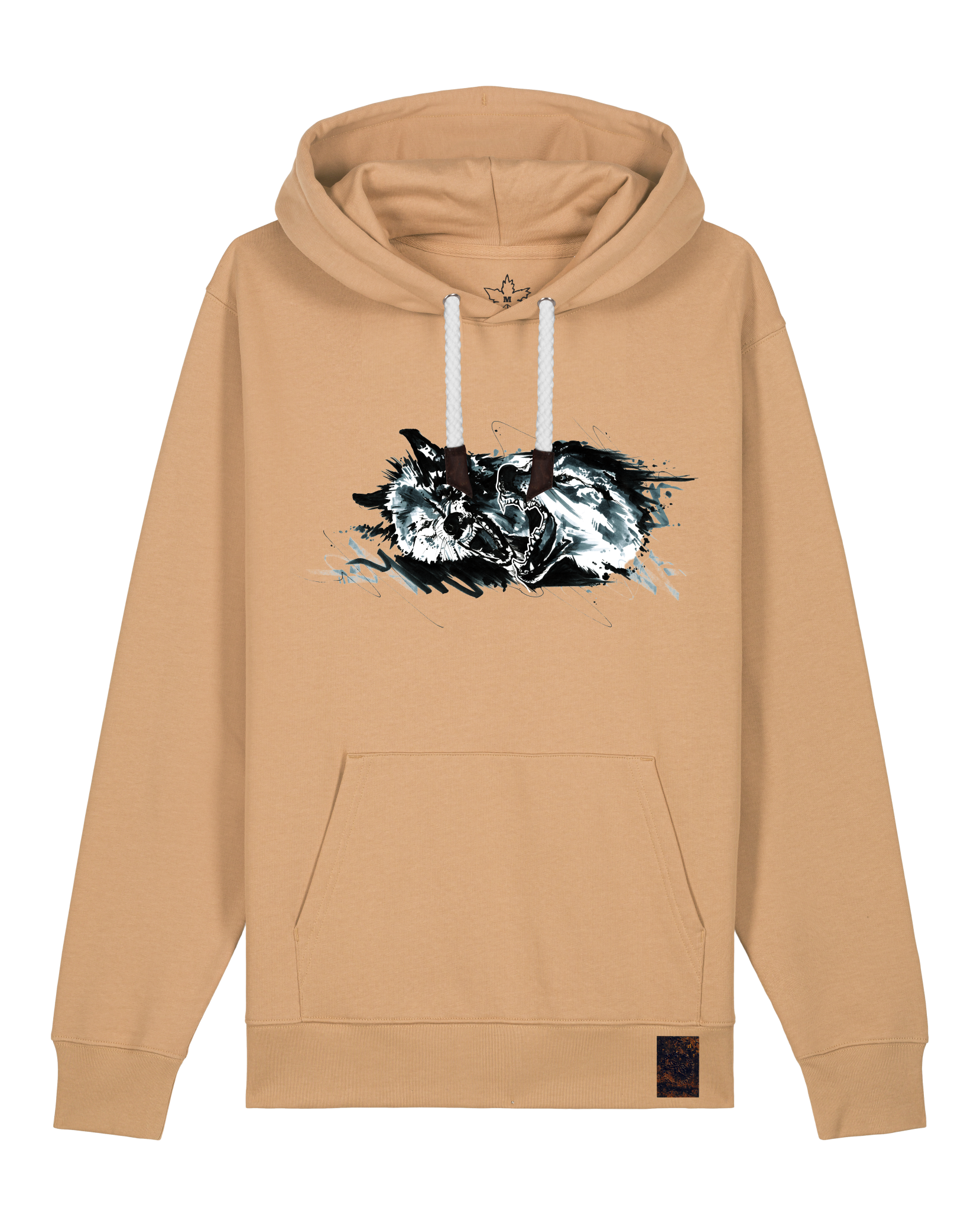 bio-unisex-medium fit-hoodie-turf master-stsu177-meersand-weiße kordel-front