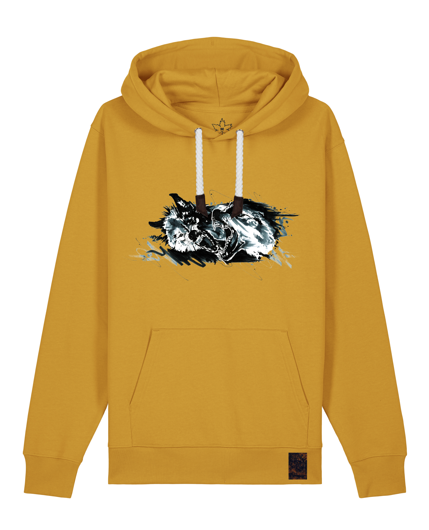 bio-unisex-medium fit-hoodie-turf master-stsu177-senf-weiße kordel-front