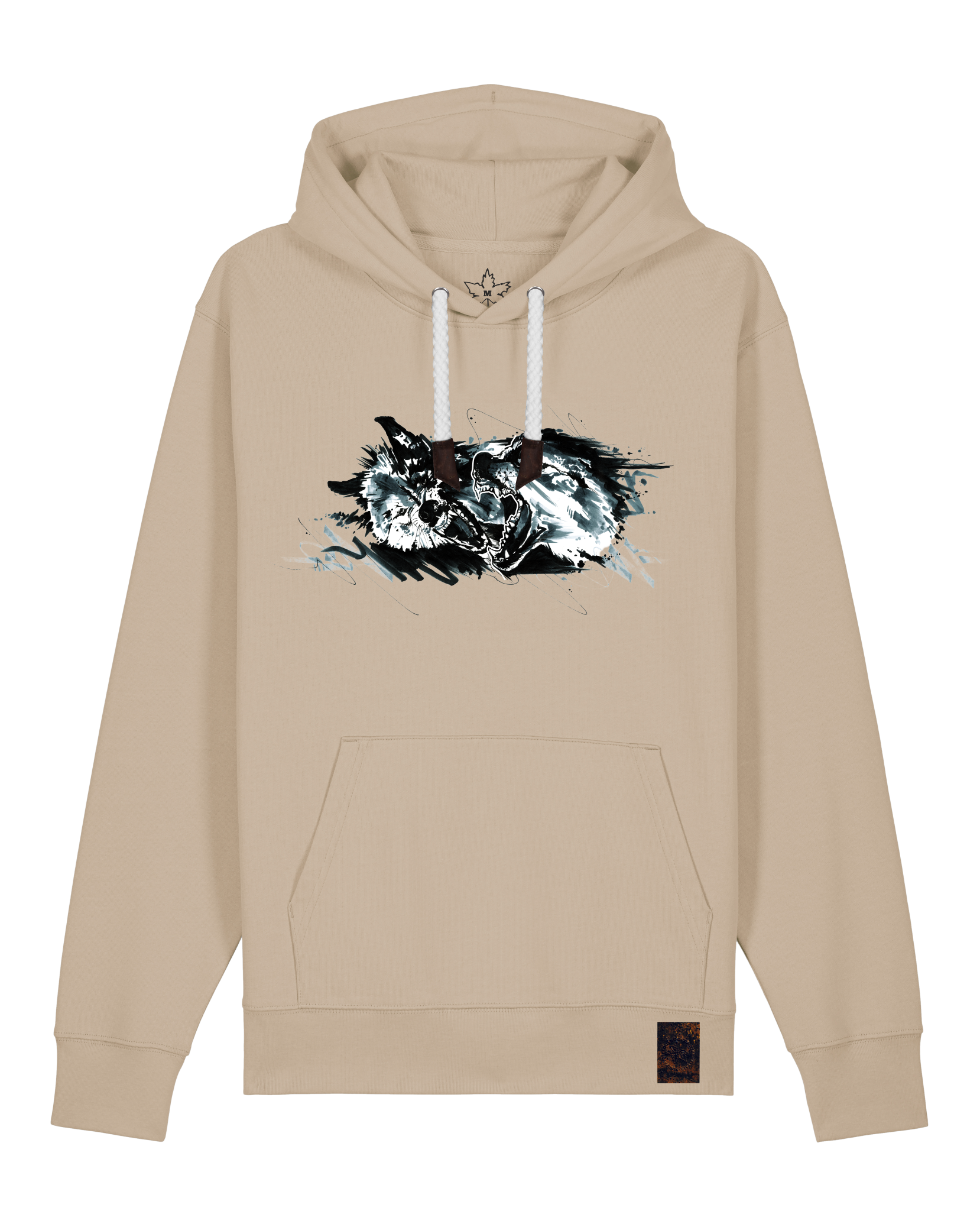 bio-unisex-medium fit-hoodie-turf master-stsu177-treibsand-weiße kordel-front