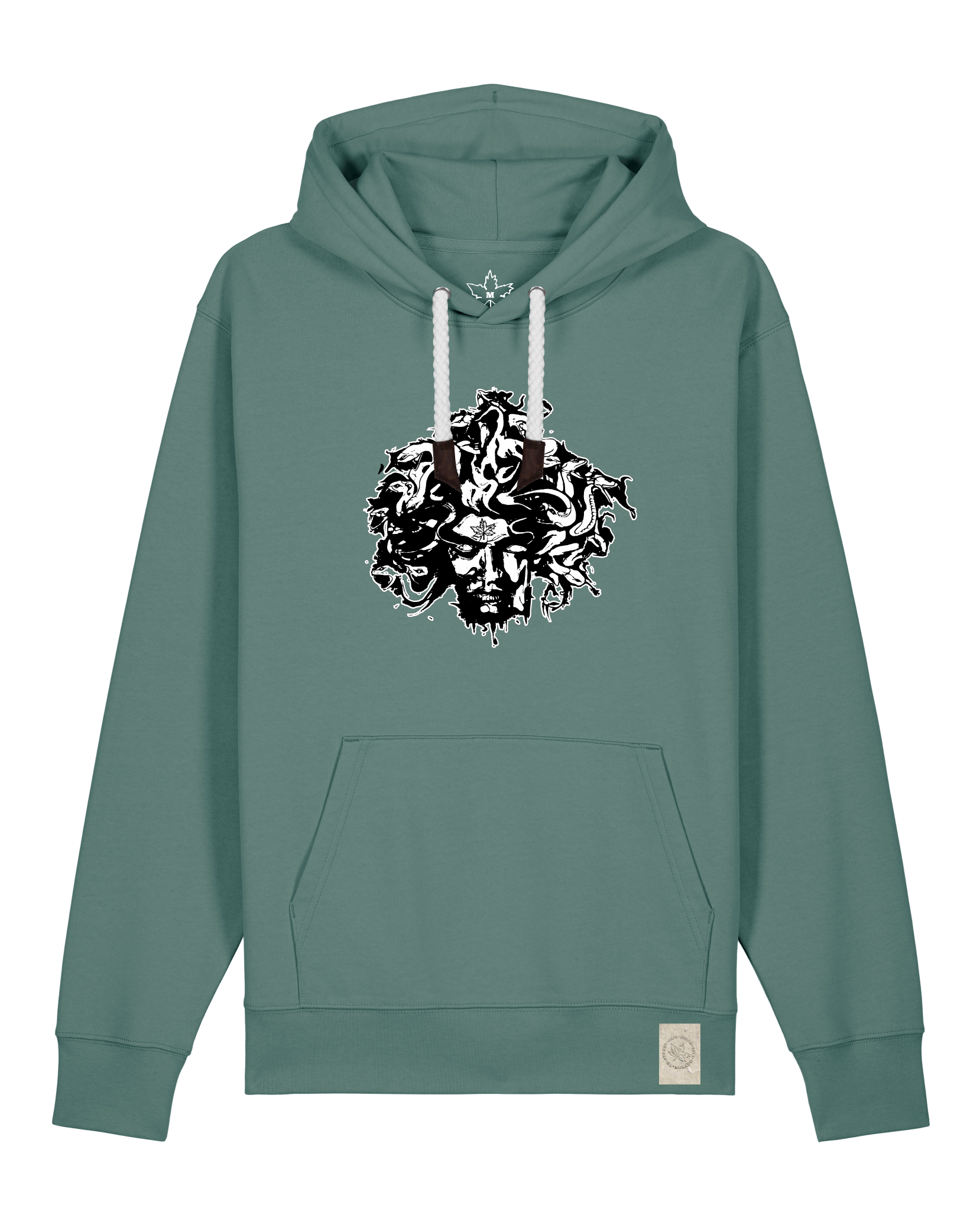 bio-unisex-medium fit-hoodie-under oracle-stsu177-blautanne-weiße kordel-front