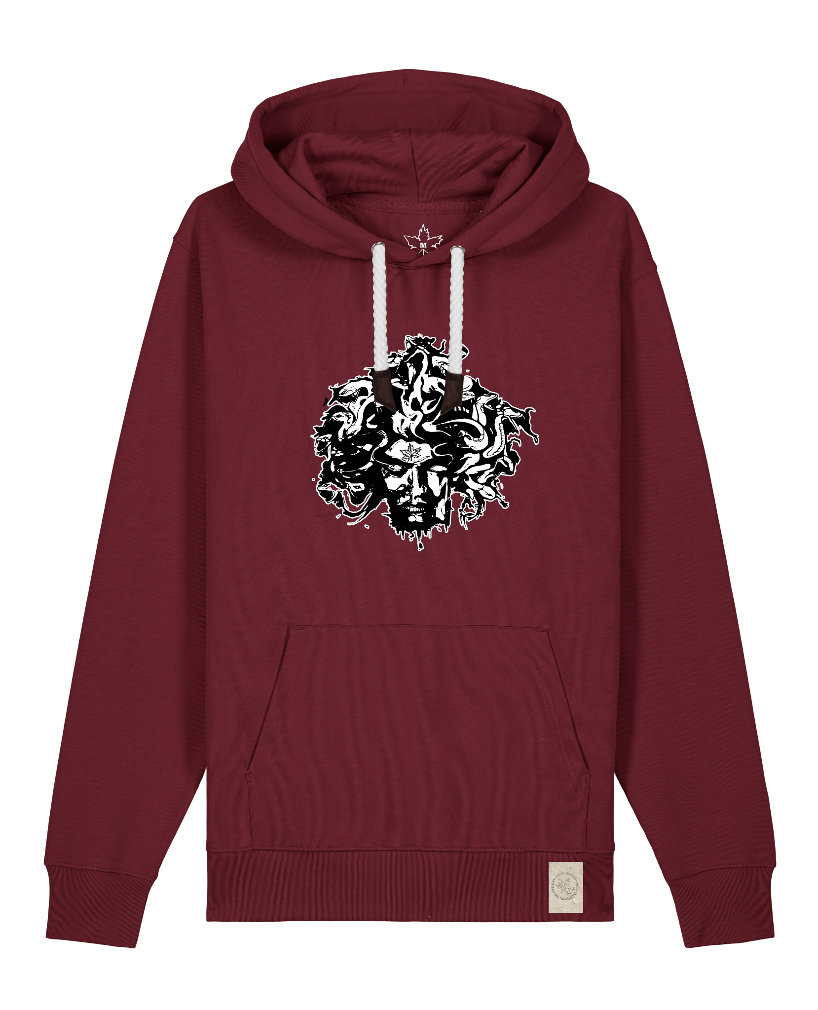 bio-unisex-medium fit-hoodie-under oracle-stsu177-burgunder rot-weiße kordel-front
