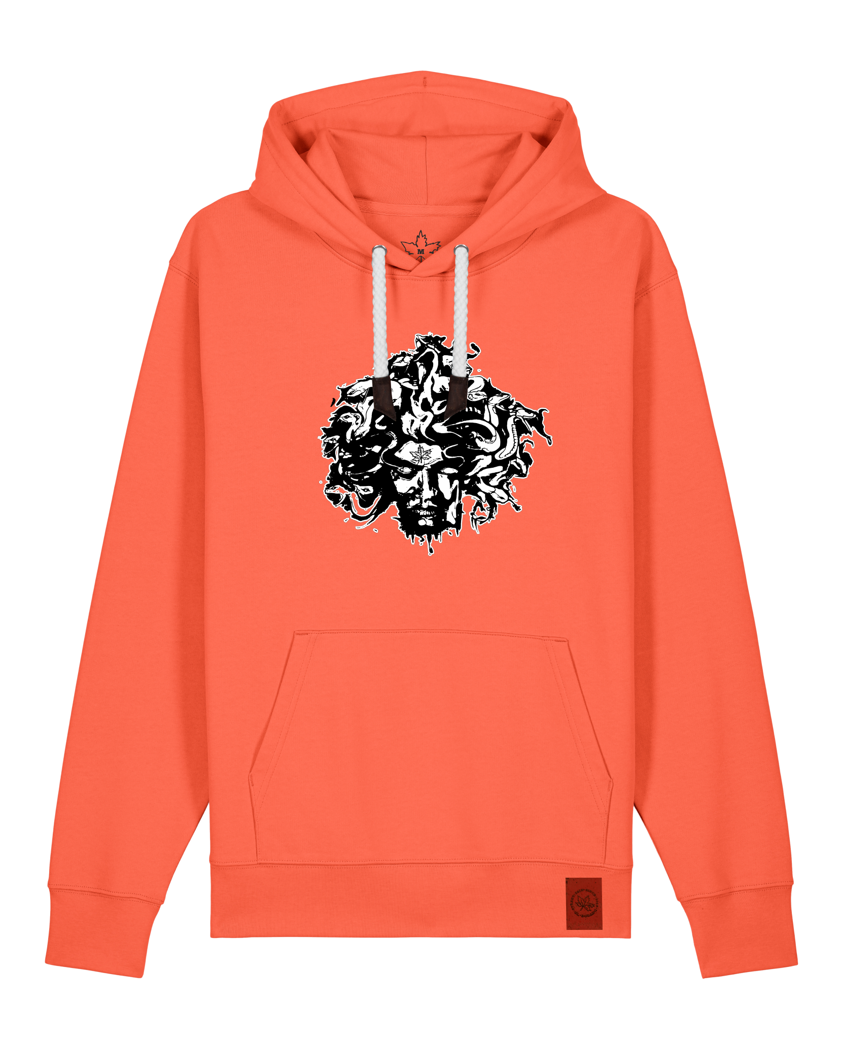 bio-unisex-medium fit-hoodie-under oracle-stsu177-mandarine-weiße kordel-front