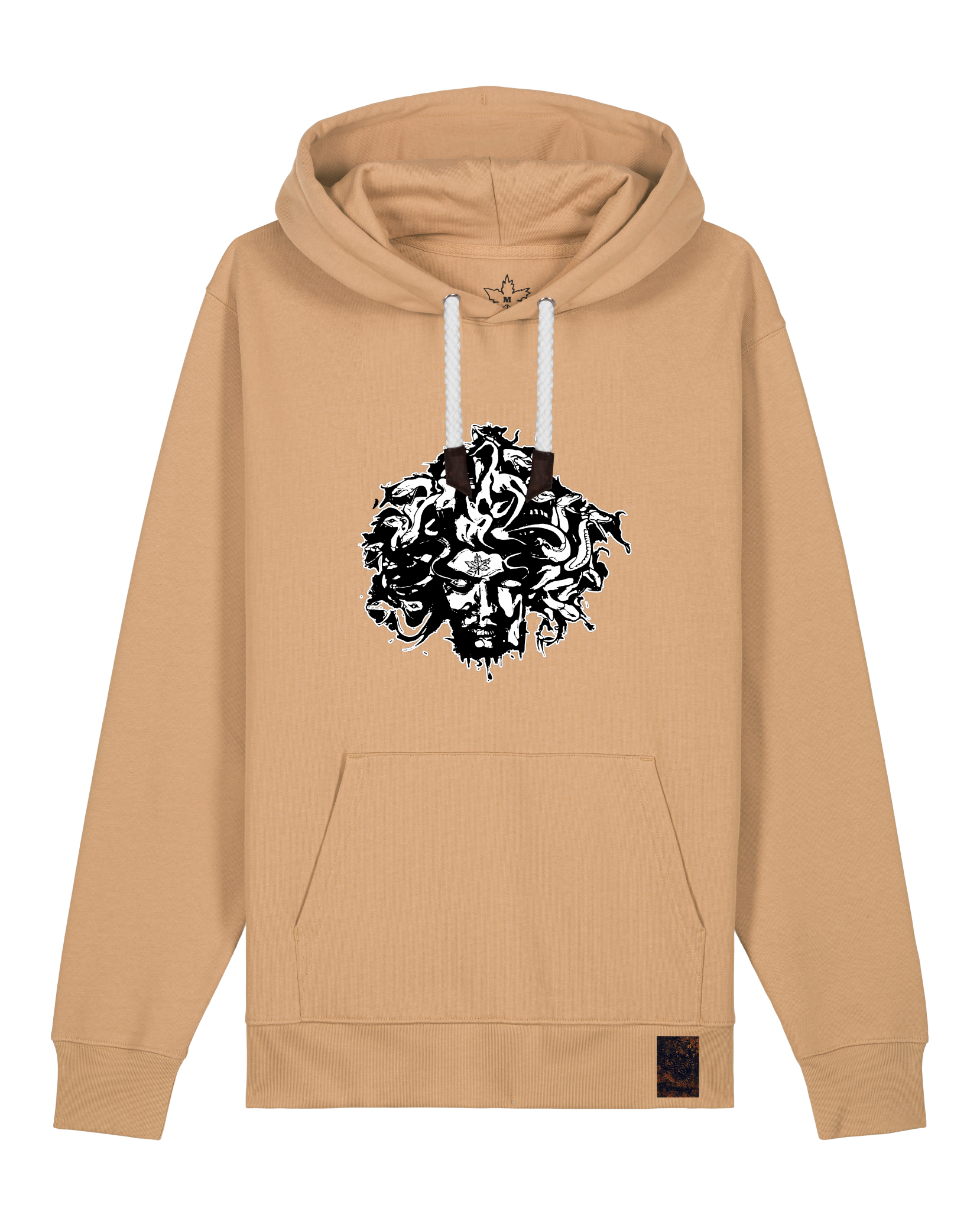 bio-unisex-medium fit-hoodie-under oracle-stsu177-meersand-weiße kordel-front