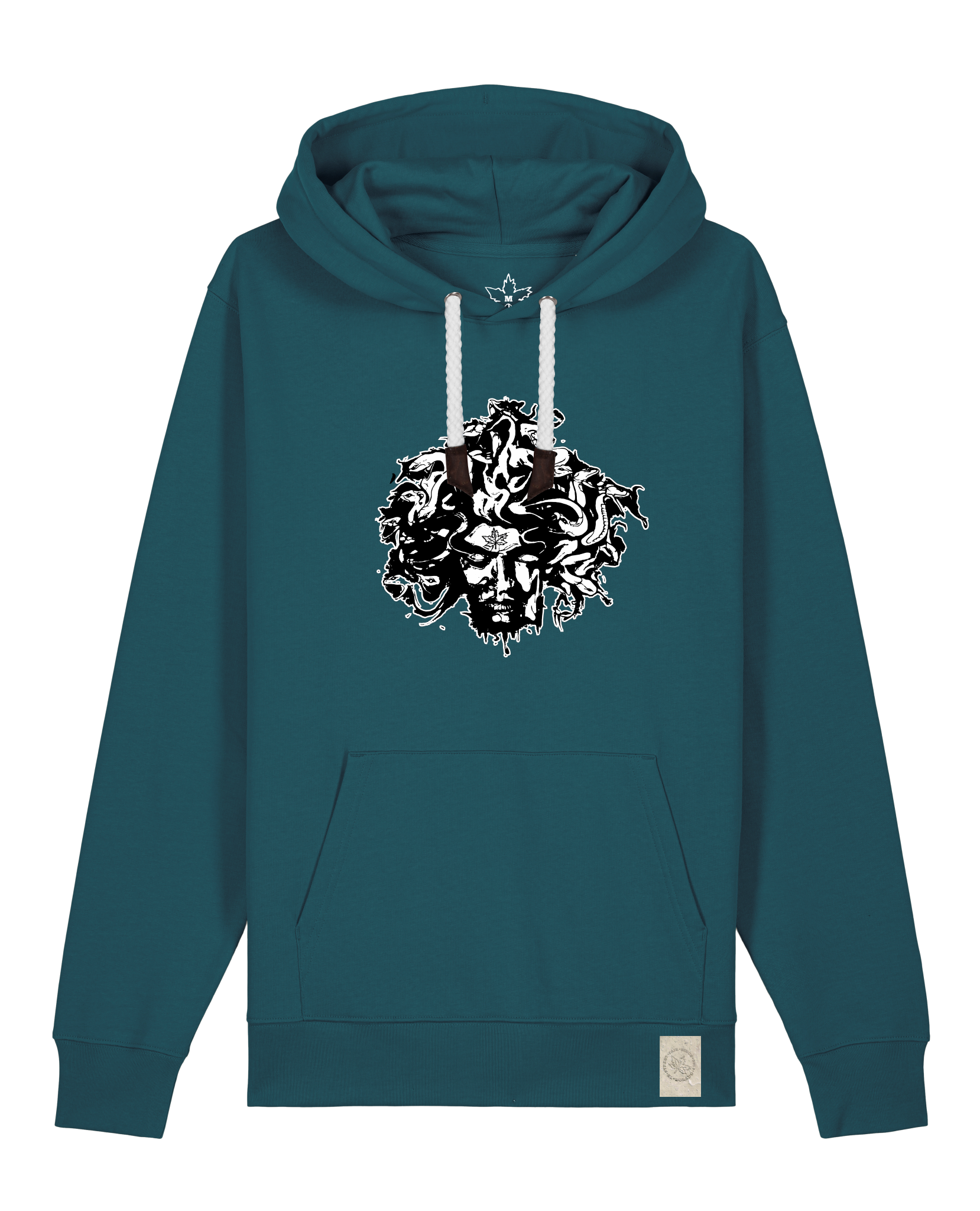 bio-unisex-medium fit-hoodie-under oracle-stsu177-nordmanntanne-weiße kordel-front