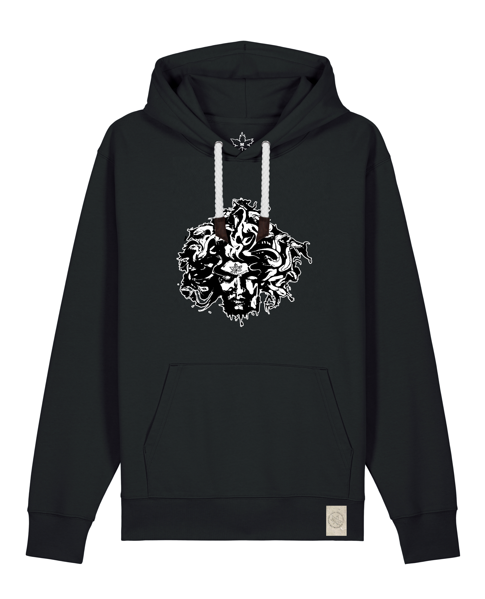 bio-unisex-medium fit-hoodie-under oracle-stsu177-schwarz-weiße kordel-front