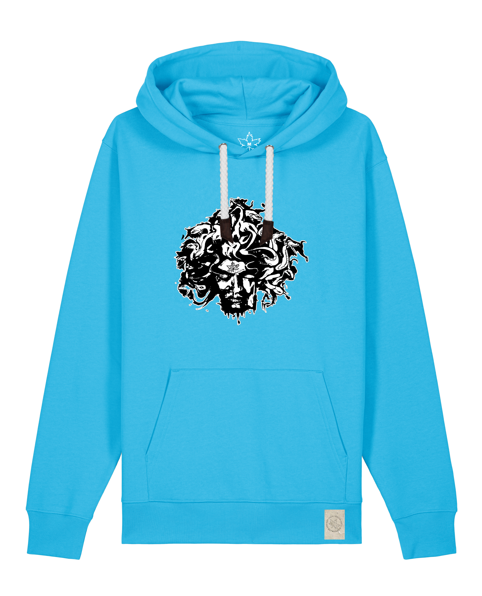 bio-unisex-medium fit-hoodie-under oracle-stsu177-wasserblau-weiße kordel-front