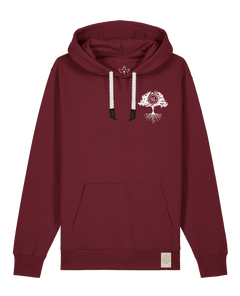 bio-unisex-medium fit-hoodie-verstecken (backprint)-stsu177-burgunder rot-weiße kordel-front
