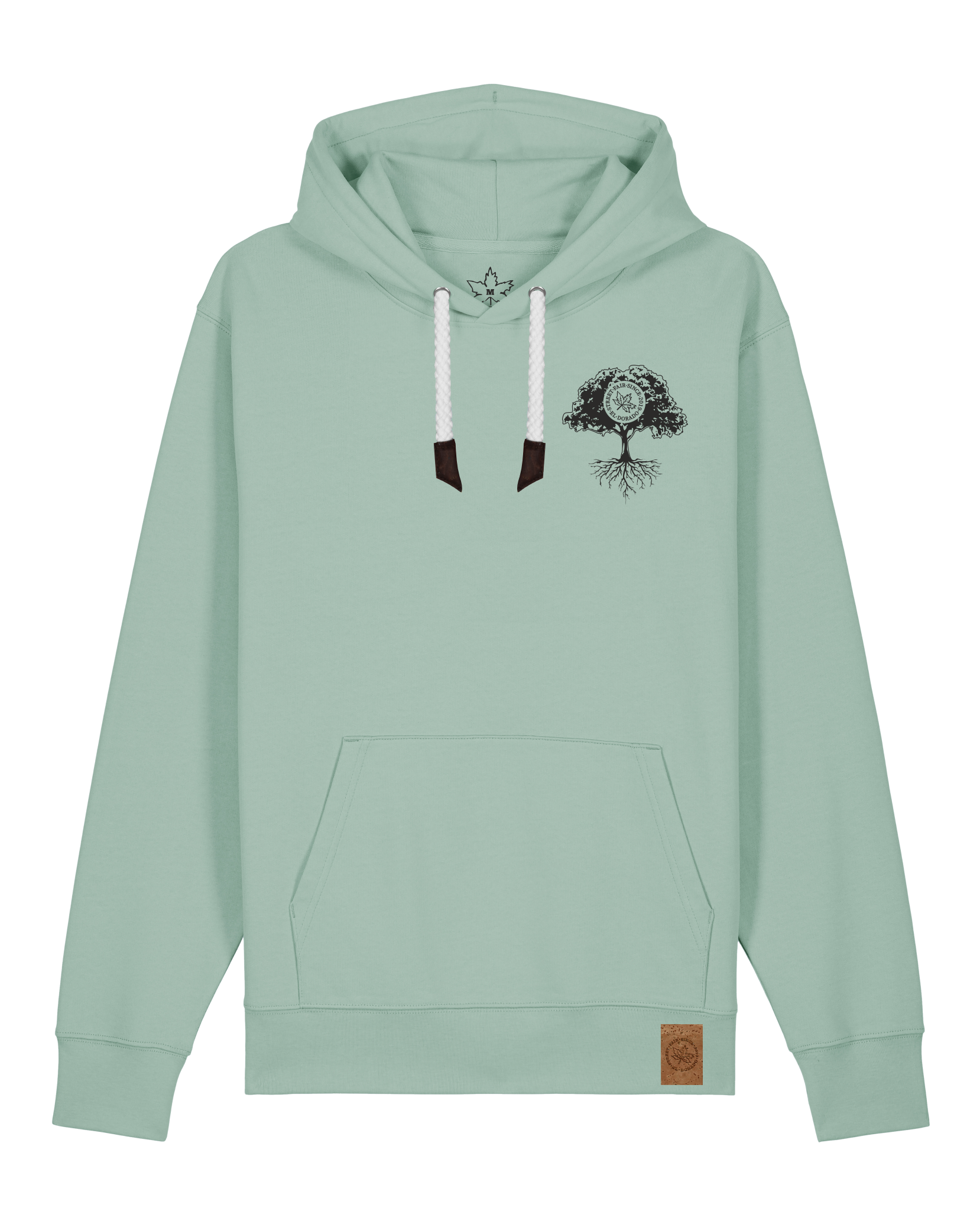 bio-unisex-medium fit-hoodie-verstecken (backprint)-stsu177-eukalyptus-weiße kordel-front