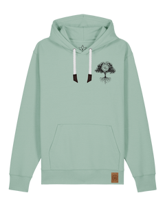 bio-unisex-medium fit-hoodie-verstecken (backprint)-stsu177-eukalyptus-weiße kordel-front
