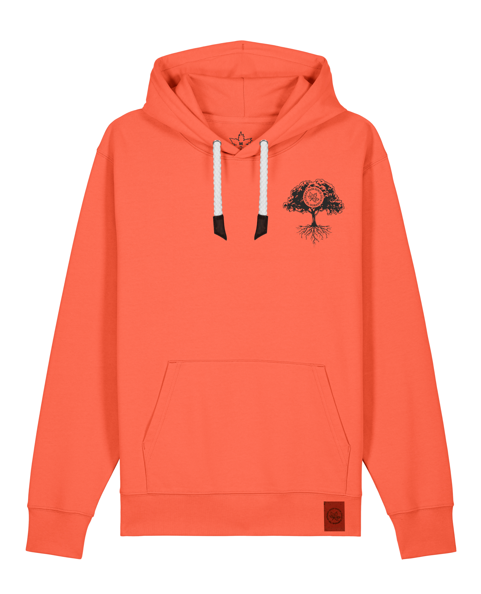 bio-unisex-medium fit-hoodie-verstecken (backprint)-stsu177-mandarine-weiße kordel-front