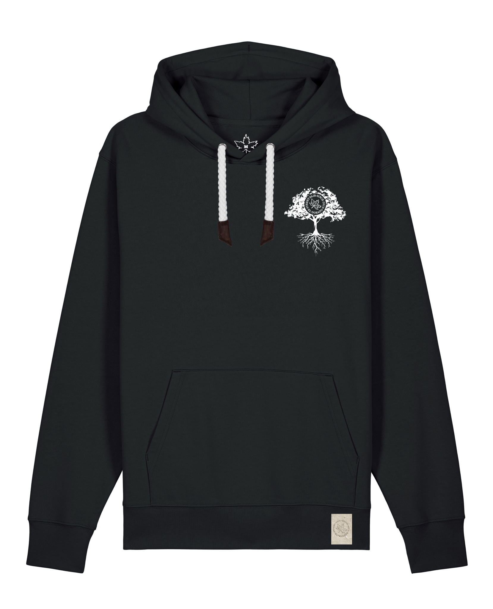 bio-unisex-medium fit-hoodie-verstecken (backprint)-stsu177-schwarz-weiße kordel-front