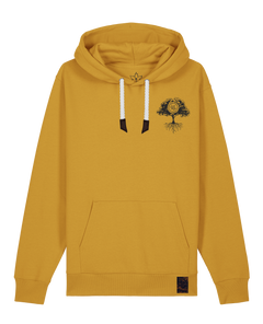 bio-unisex-medium fit-hoodie-verstecken (backprint)-stsu177-senf-weiße kordel-front