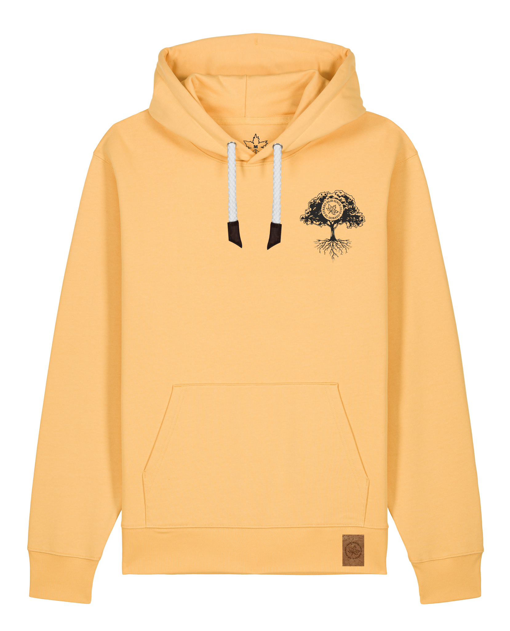 bio-unisex-medium fit-hoodie-verstecken (backprint)-stsu177-senfkorn-weiße kordel-front