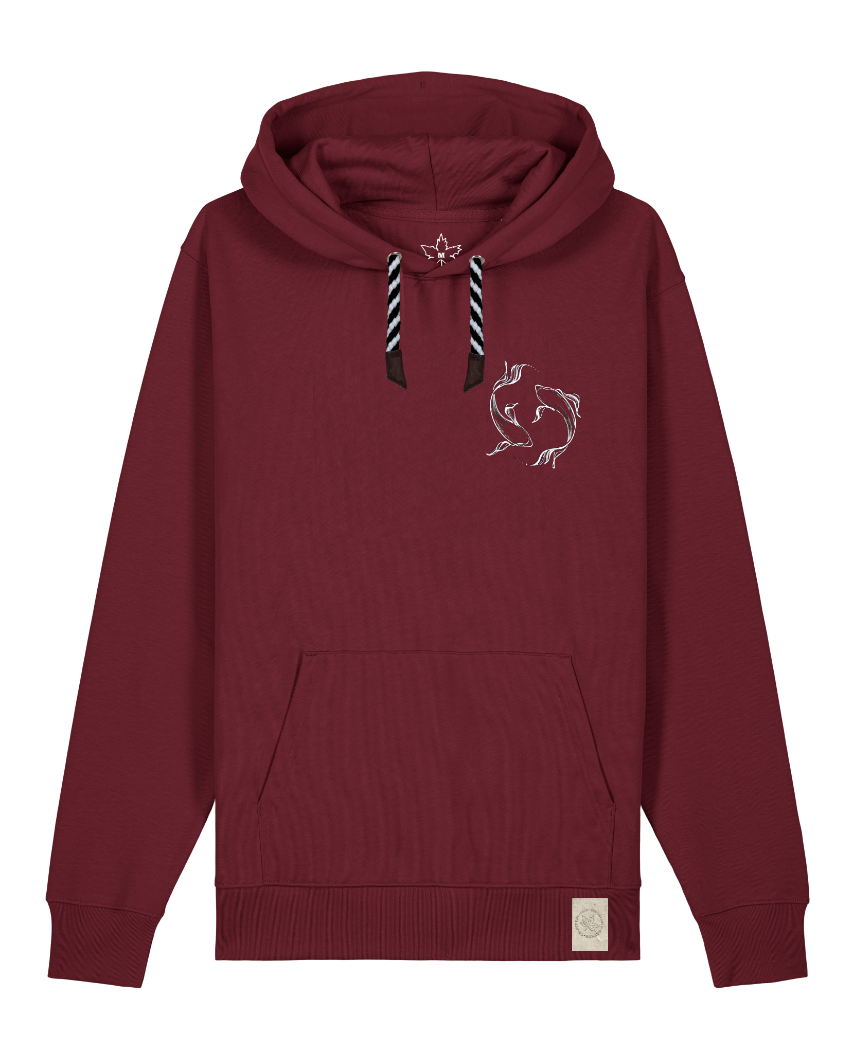 bio-unisex-medium fit-hoodie-wal (backprint)-stsu177-burgunder rot-sw kordel-front