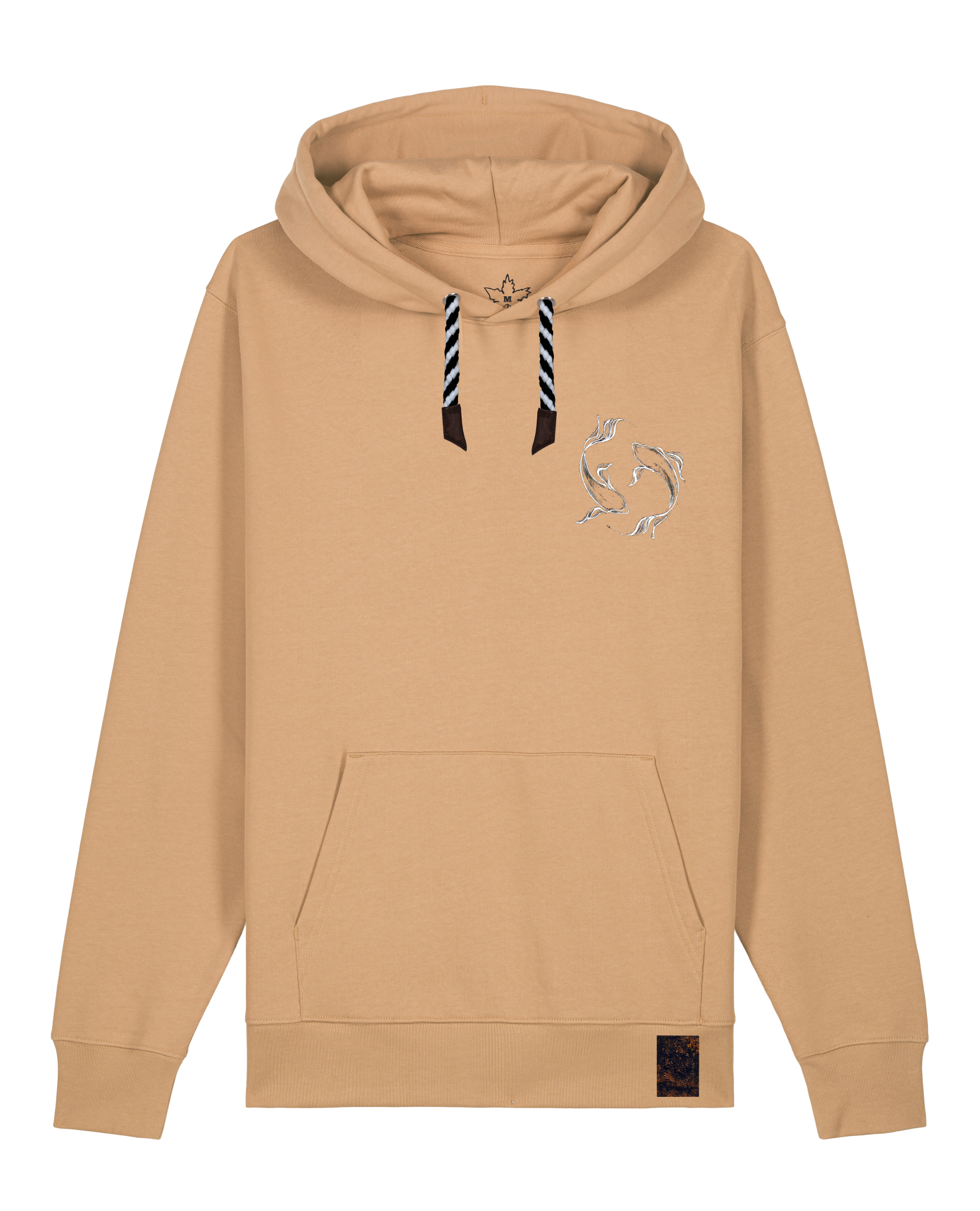 bio-unisex-medium fit-hoodie-wal (backprint)-stsu177-meersand-sw kordel-front