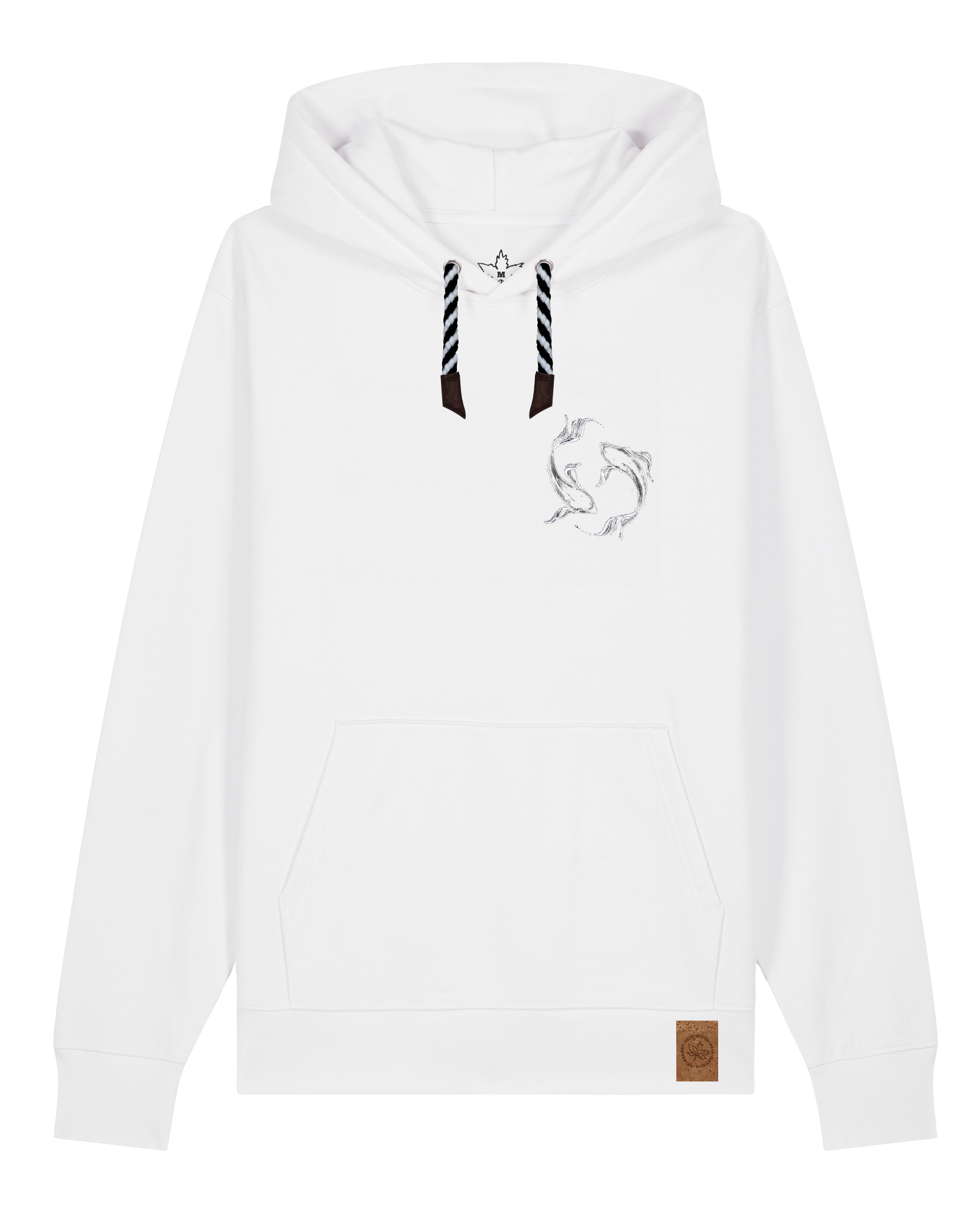 bio-unisex-medium fit-hoodie-wal (backprint)-stsu177-weiß-sw kordel-front