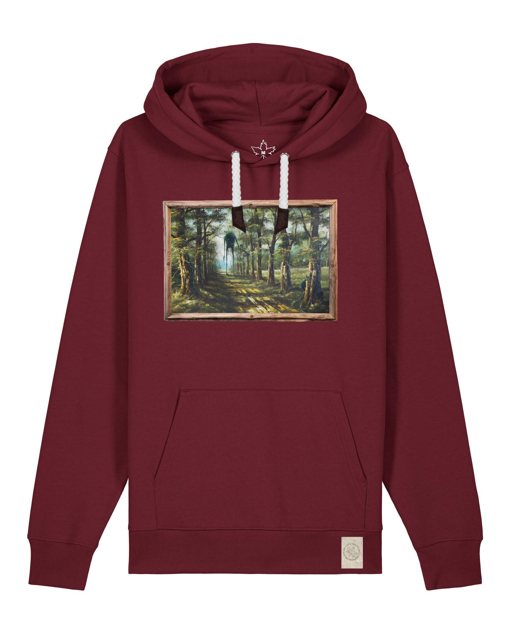 bio-unisex-medium fit-hoodie-wandertag-stsu177-burgunder rot-weiße kordel-front