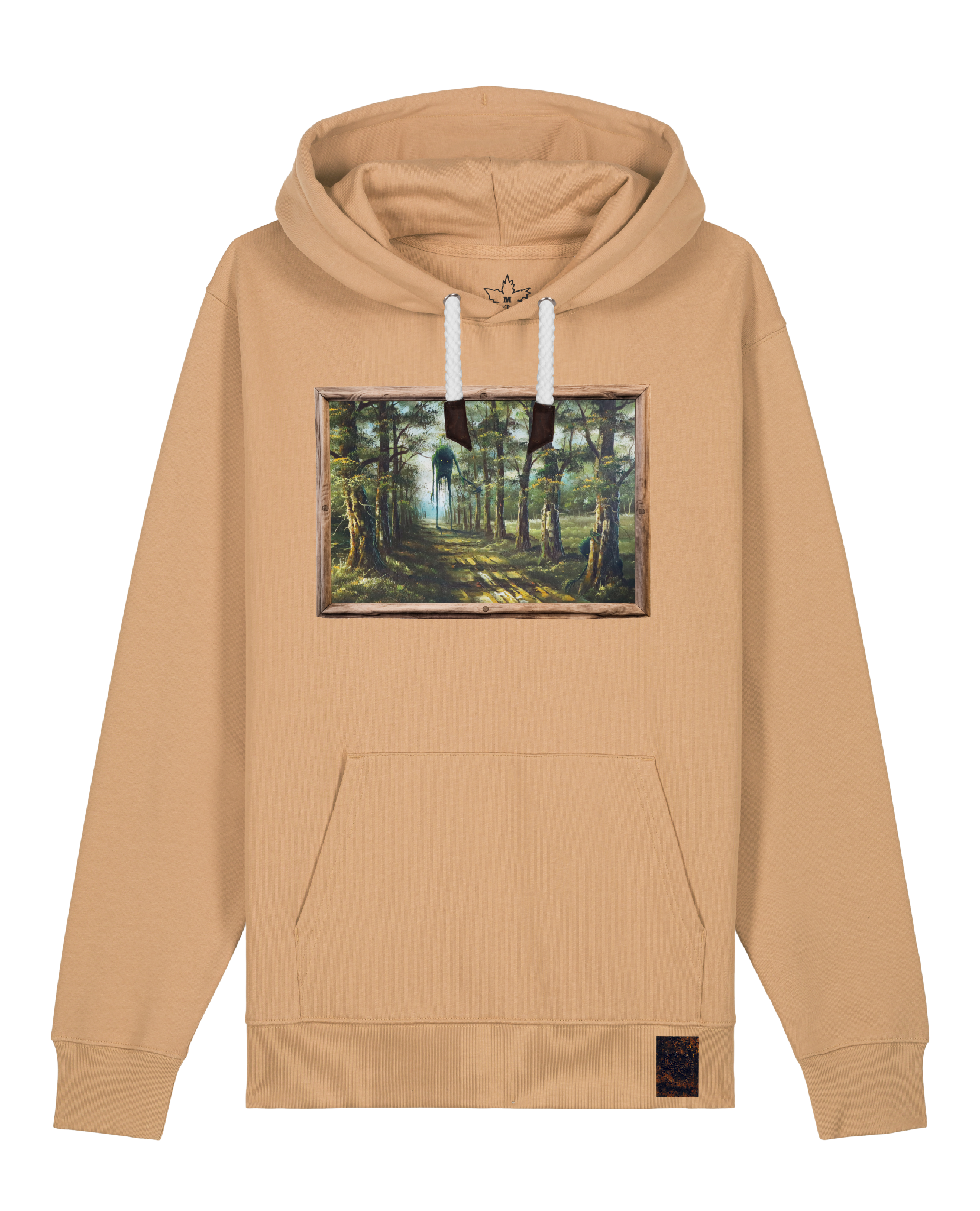 bio-unisex-medium fit-hoodie-wandertag-stsu177-meersand-weiße kordel-front