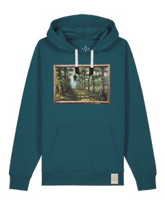 bio-unisex-medium fit-hoodie-wandertag-stsu177-nordmanntanne-weiße kordel-front