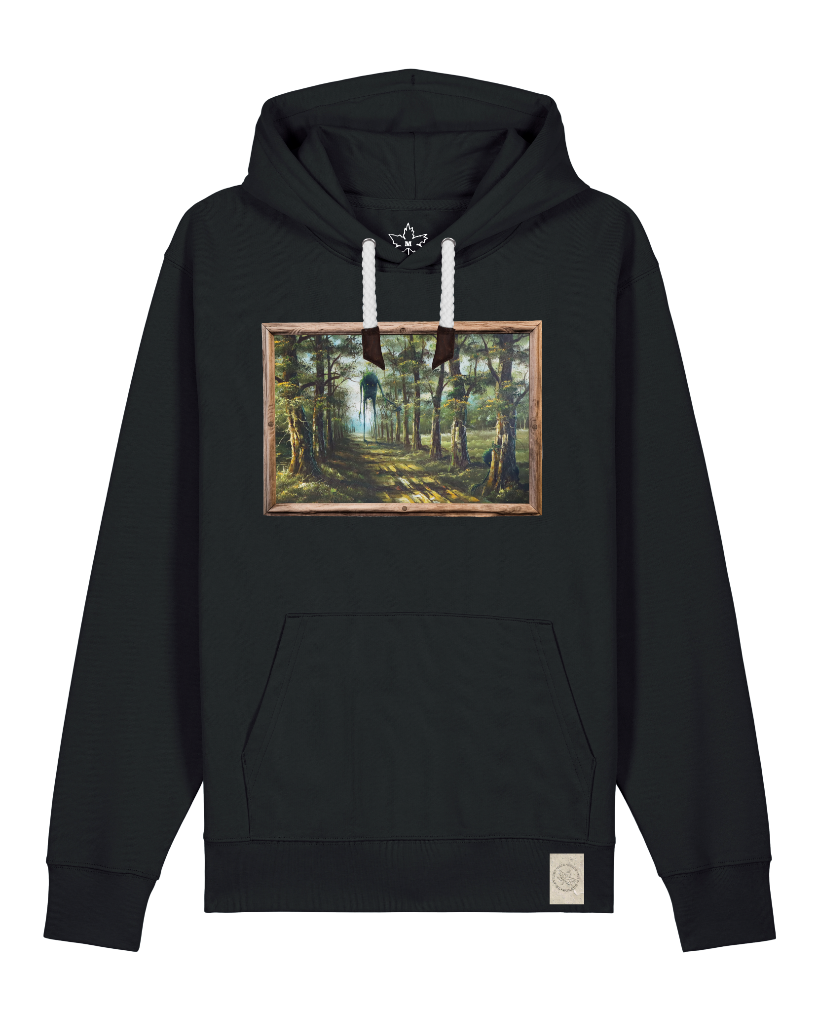 bio-unisex-medium fit-hoodie-wandertag-stsu177-schwarz-weiße kordel-front