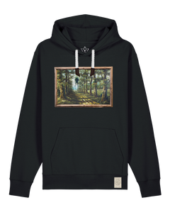 bio-unisex-medium fit-hoodie-wandertag-stsu177-schwarz-weiße kordel-front