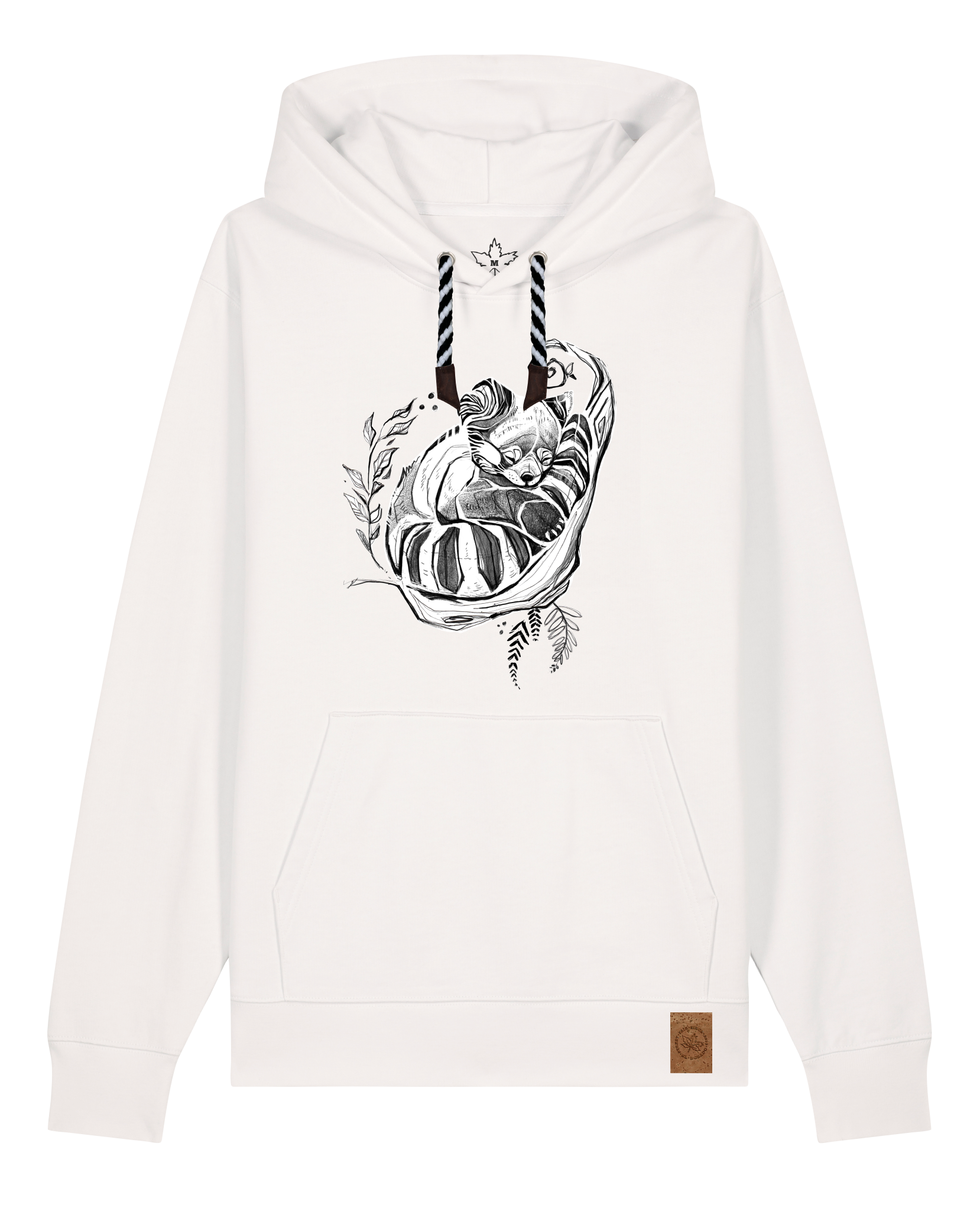 bio-unisex-medium fit-hoodie-waschbärchen-stsu177-bio ei-sw kordel-front