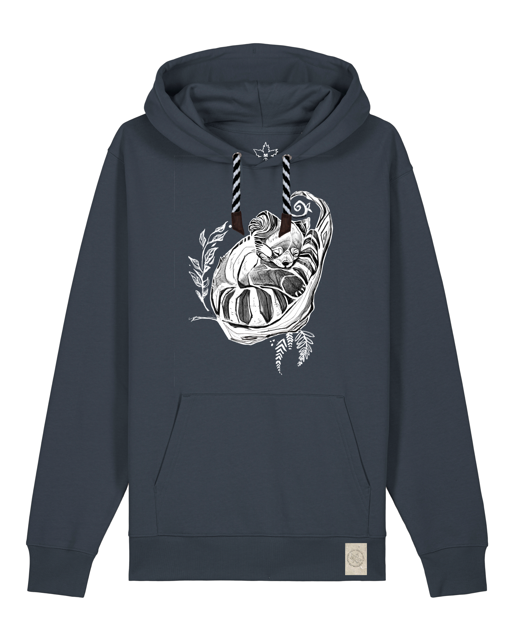 bio-unisex-medium fit-hoodie-waschbärchen-stsu177-blaubeernacht-sw kordel-front