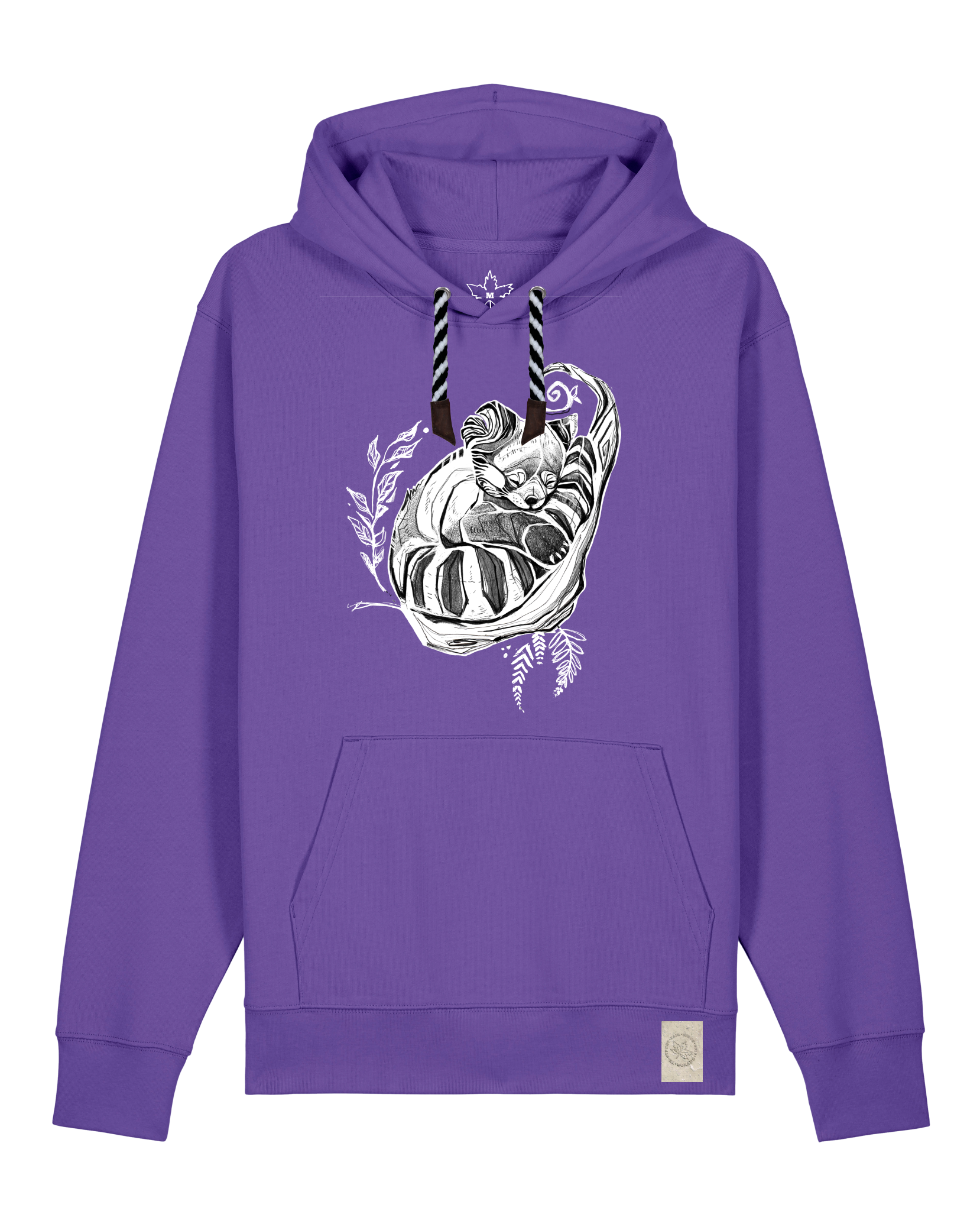 bio-unisex-medium fit-hoodie-waschbärchen-stsu177-blaukraut-sw kordel-front