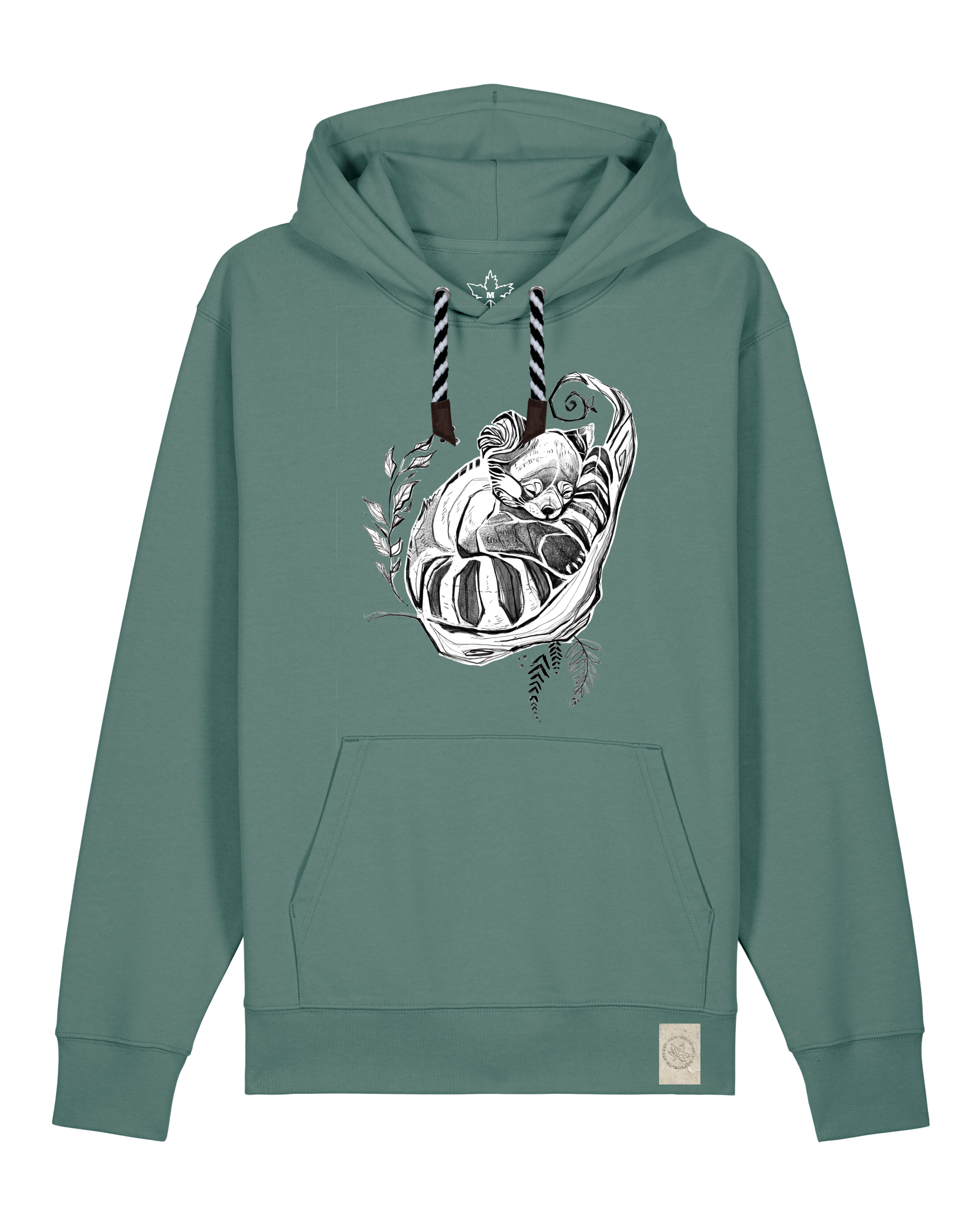 bio-unisex-medium fit-hoodie-waschbärchen-stsu177-blautanne-sw kordel-front