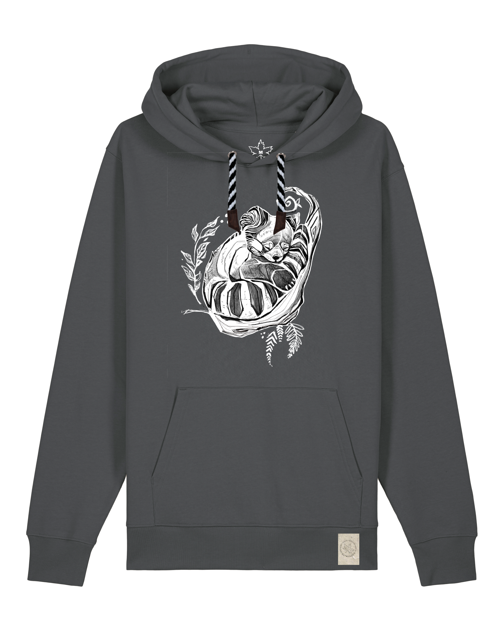 bio-unisex-medium fit-hoodie-waschbärchen-stsu177-eisen-sw kordel-front