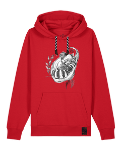 bio-unisex-medium fit-hoodie-waschbärchen-stsu177-erdbeere-sw kordel-front