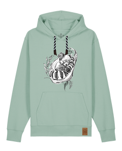 bio-unisex-medium fit-hoodie-waschbärchen-stsu177-eukalyptus-sw kordel-front