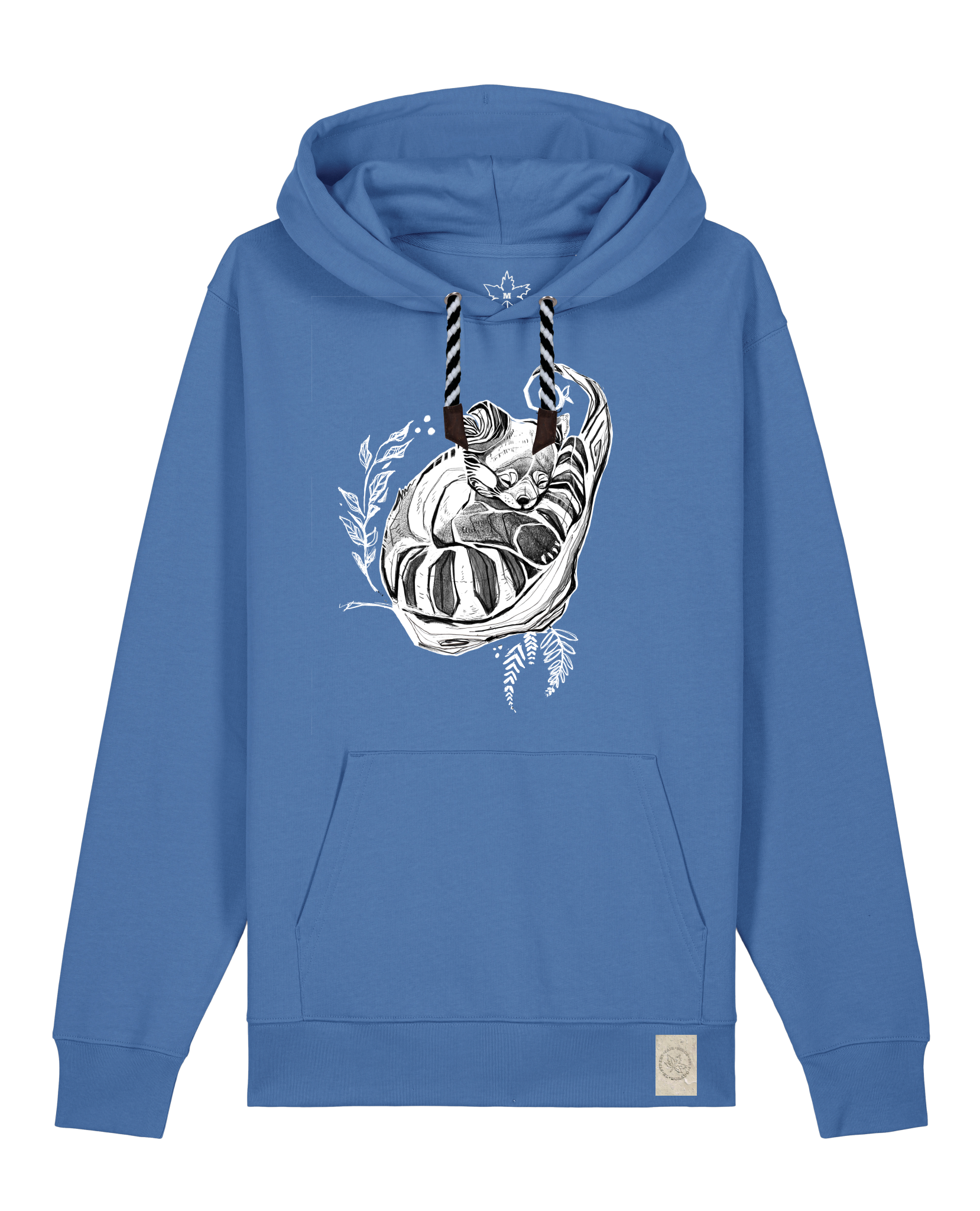bio-unisex-medium fit-hoodie-waschbärchen-stsu177-hortensie-sw kordel-front