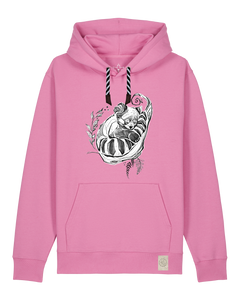 bio-unisex-medium fit-hoodie-waschbärchen-stsu177-kaugummi-sw kordel-front