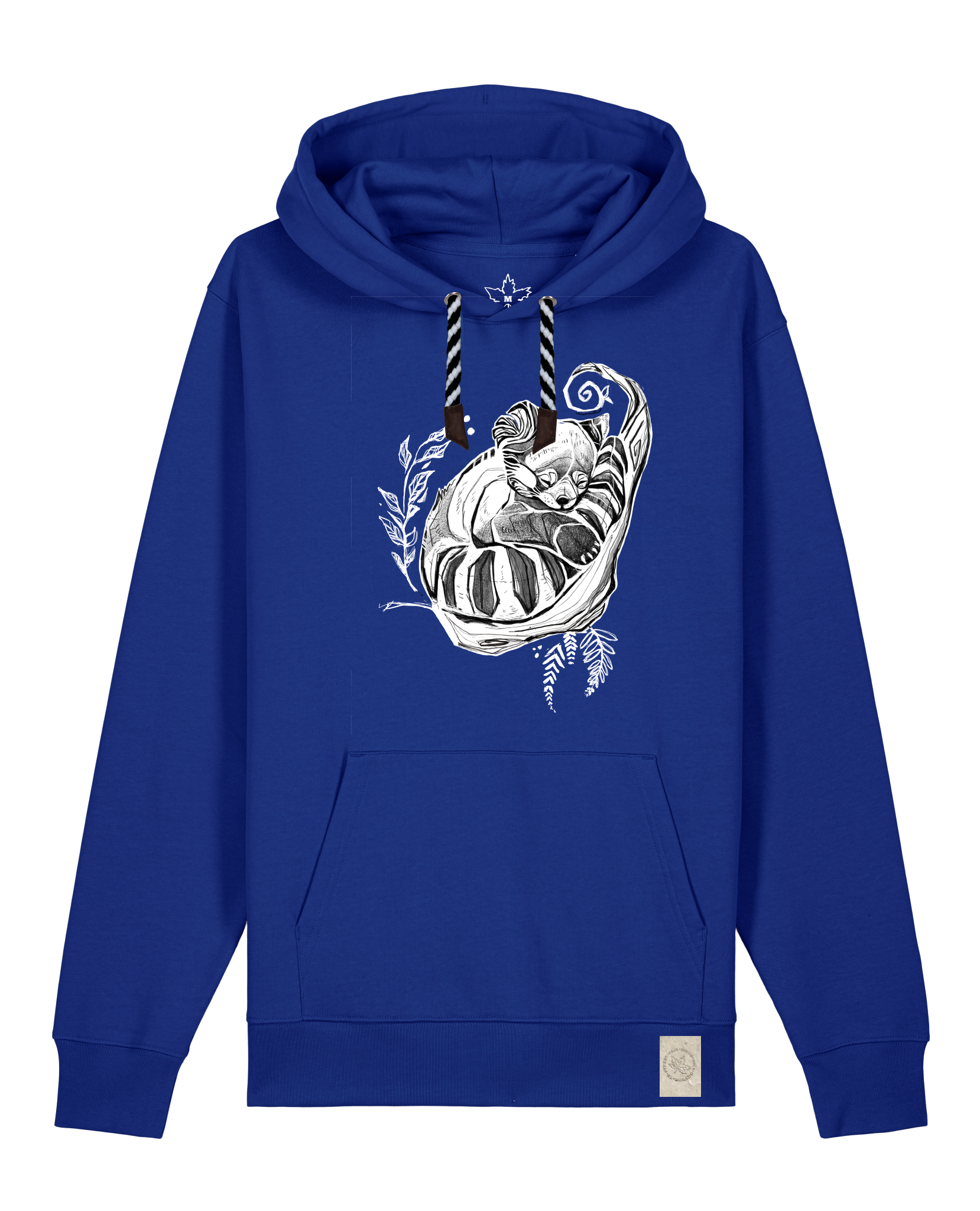 bio-unisex-medium fit-hoodie-waschbärchen-stsu177-kornblume-sw kordel-front