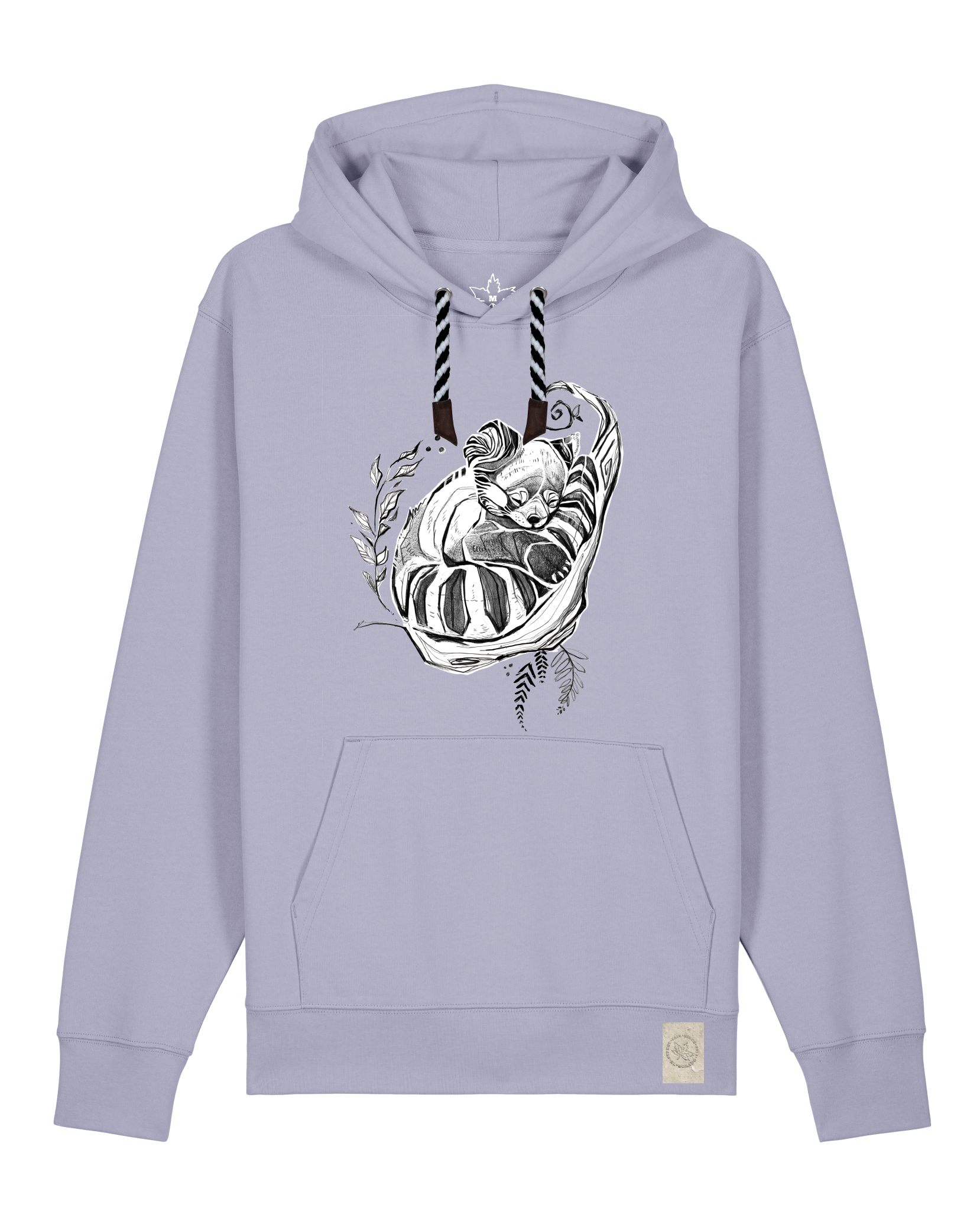 bio-unisex-medium fit-hoodie-waschbärchen-stsu177-lavender-sw kordel-front