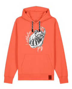 bio-unisex-medium fit-hoodie-waschbärchen-stsu177-mandarine-sw kordel-front