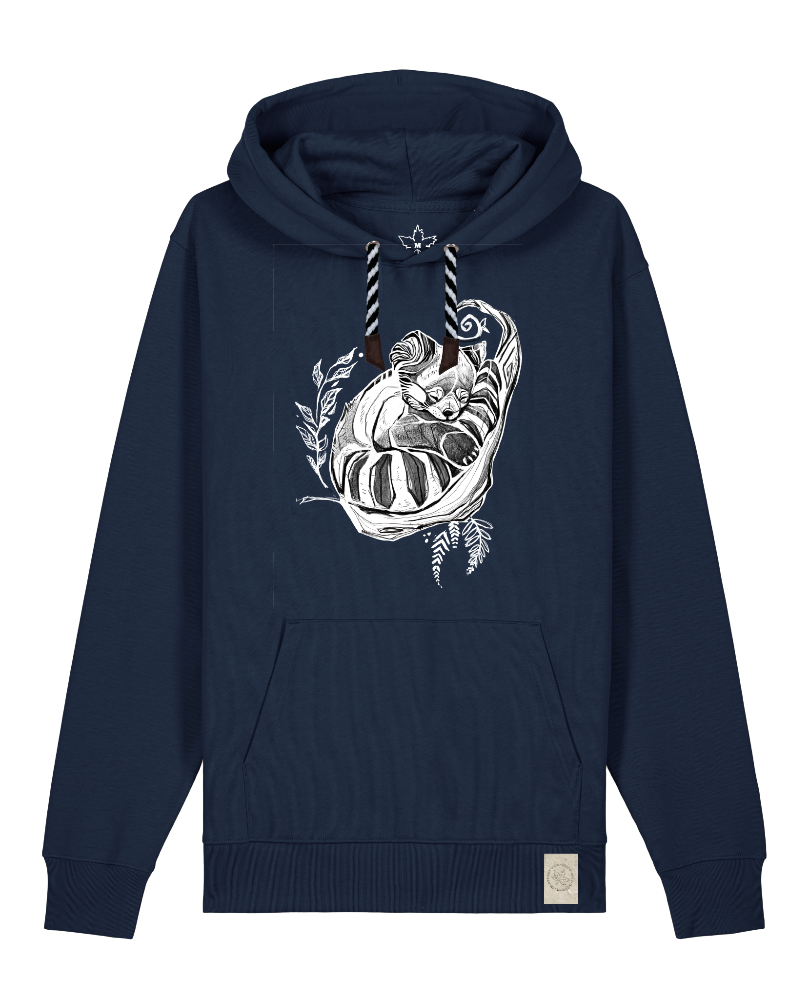 bio-unisex-medium fit-hoodie-waschbärchen-stsu177-marine-sw kordel-front